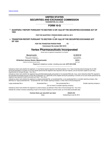 Thumbnail Vertex Pharmaceuticals 10-Q Quarterly Report FY2014 