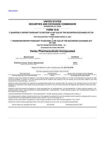 Thumbnail Vertex Pharmaceuticals 10-Q Quarterly Report FY2023 