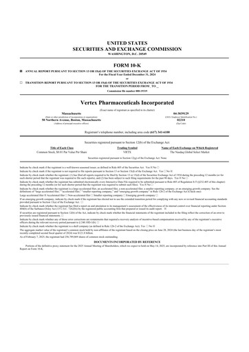 Thumbnail Vertex Pharmaceuticals 10-K Annual Report 2024