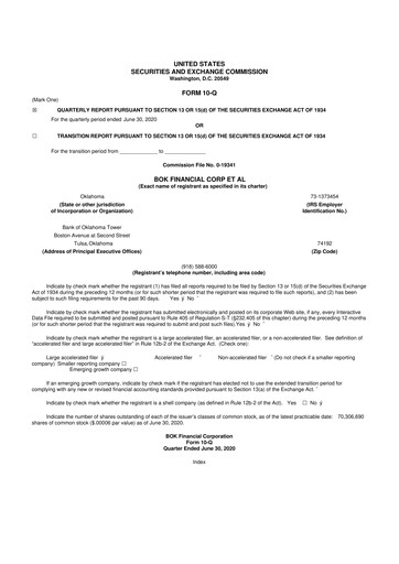 Thumbnail BOK Financial 10-Q Quarterly Report FY2020 