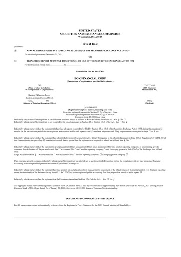 Thumbnail BOK Financial 10-K Annual Report 2021