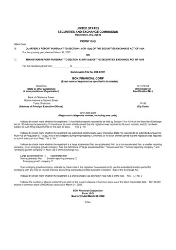 Thumbnail BOK Financial 10-Q Quarterly Report FY2022 