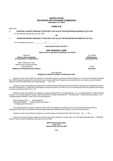 Thumbnail BOK Financial 10-Q Quarterly Report FY2022 