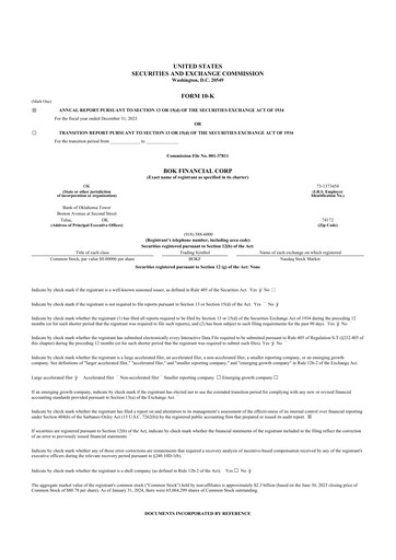 Thumbnail BOK Financial 10-K Annual Report 2023