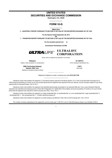 Thumbnail Ultralife Corporation 10-Q Quarterly Report FY2014 