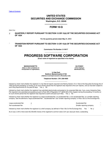 Thumbnail Progress Software
 10-Q Quarterly Report FY2012 