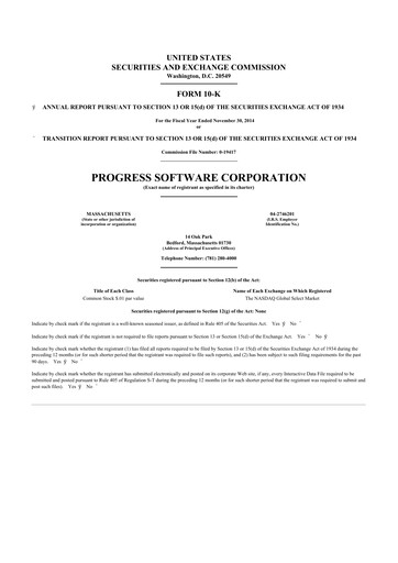 Thumbnail Progress Software
 10-K Annual Report 2014