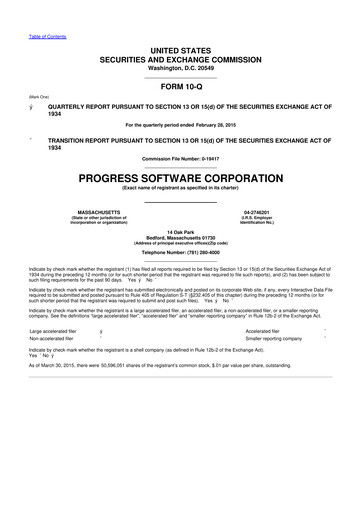 Thumbnail Progress Software
 10-Q Quarterly Report FY2015 