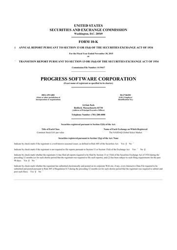 Thumbnail Progress Software
 10-K Annual Report 2015