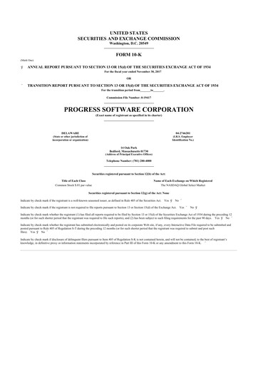 Thumbnail Progress Software
 10-K Annual Report 2017