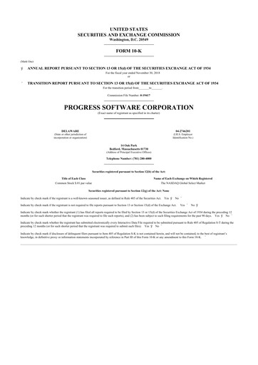 Thumbnail Progress Software
 10-K Annual Report 2018