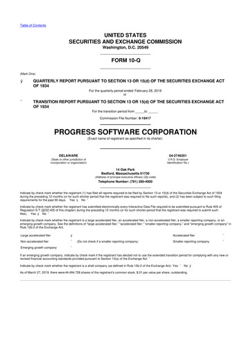 Thumbnail Progress Software
 10-Q Quarterly Report FY2019 