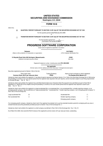 Thumbnail Progress Software
 10-Q Quarterly Report FY2026 