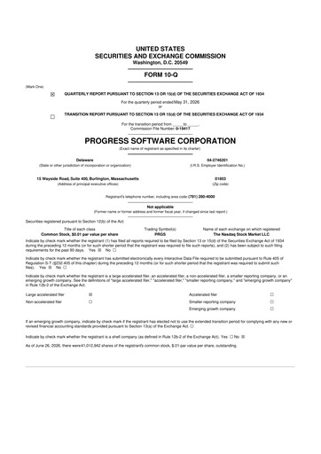 Thumbnail Progress Software
 10-Q Quarterly Report FY2026 