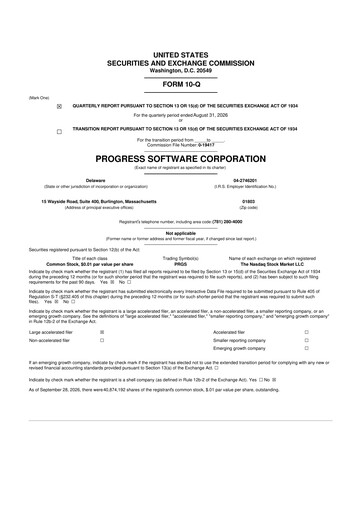 Vorschaubild Progress Software
 10-Q Quartalsbericht 2026 Q3