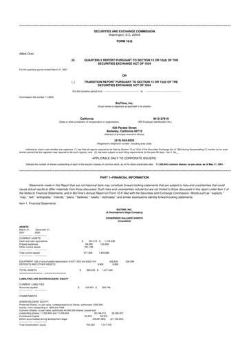 Miniature Lineage Cell Therapeutics
 10-Q Rapport trimestriel  