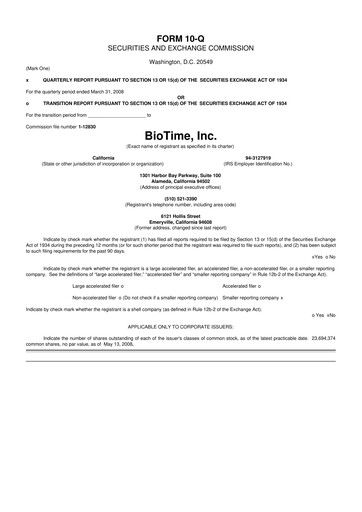 Miniature Lineage Cell Therapeutics
 10-Q Rapport trimestriel  