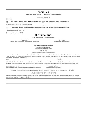 Miniature Lineage Cell Therapeutics
 10-Q Rapport trimestriel  