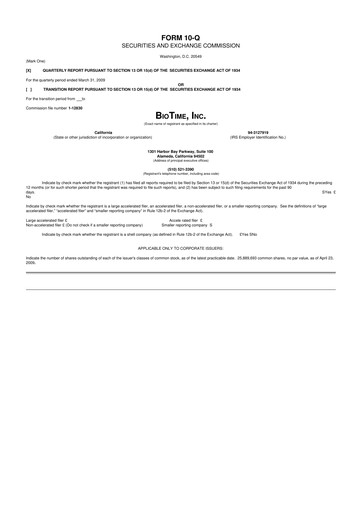 Miniature Lineage Cell Therapeutics
 10-Q Rapport trimestriel  