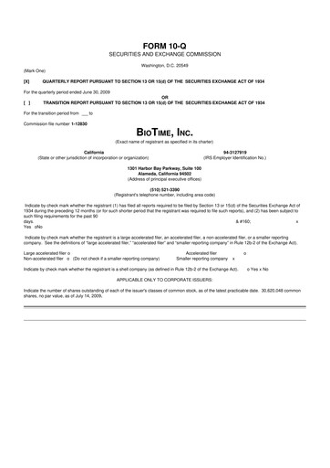 Miniature Lineage Cell Therapeutics
 10-Q Rapport trimestriel  