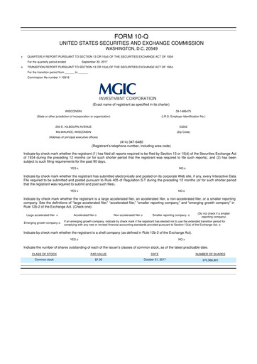 Thumbnail MGIC Investment
 10-Q Quarterly Report FY2017 