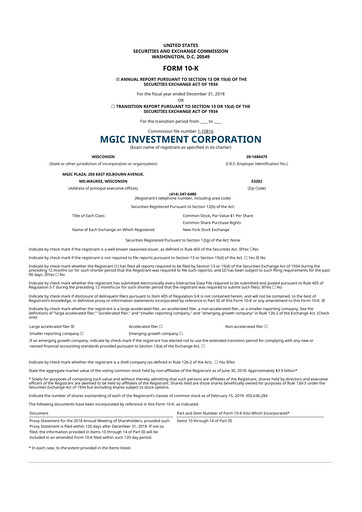 Thumbnail MGIC Investment
 10-K Annual Report 2018