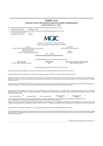 Thumbnail MGIC Investment
 10-K Annual Report 2021