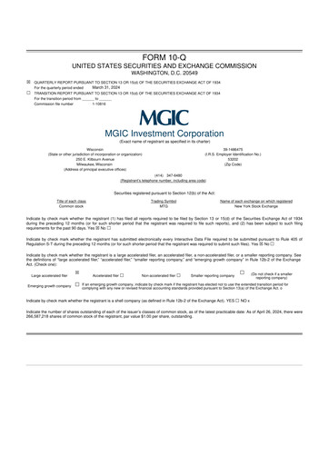 Thumbnail MGIC Investment
 10-Q Quarterly Report FY2024 