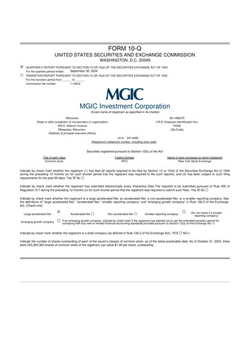 Thumbnail MGIC Investment
 10-Q Quarterly Report FY2024 