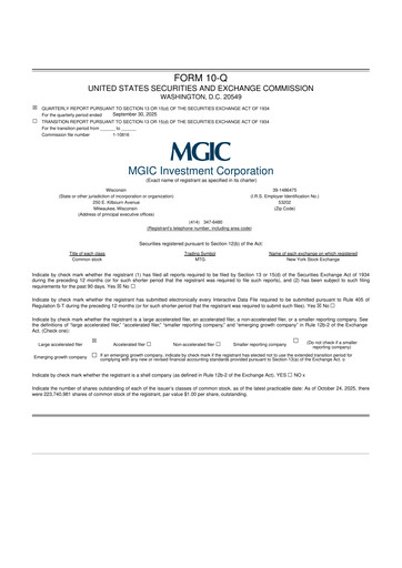 Thumbnail MGIC Investment
 10-Q Quarterly Report FY2025 