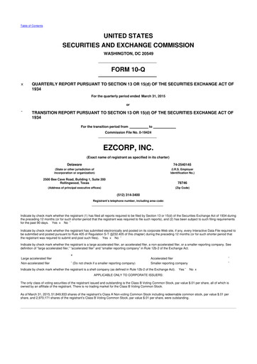Thumbnail EZCorp 10-Q Quarterly Report FY2015 