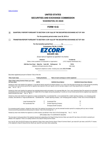 Thumbnail EZCorp 10-Q Quarterly Report FY2019 