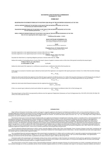 Thumbnail Magic Software 20-F Annual Report 