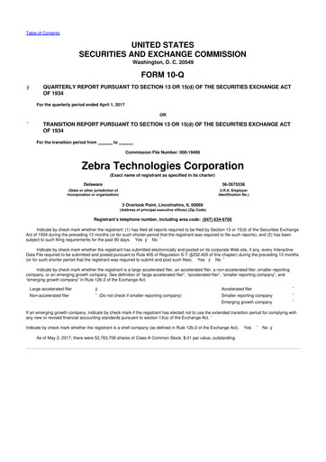 Thumbnail Zebra Technologies 10-Q Quarterly Report FY2017 