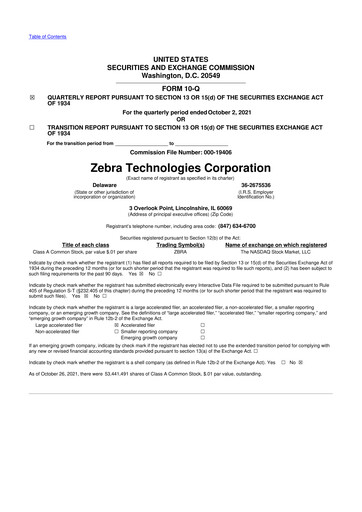 Thumbnail Zebra Technologies 10-Q Quarterly Report FY2021 