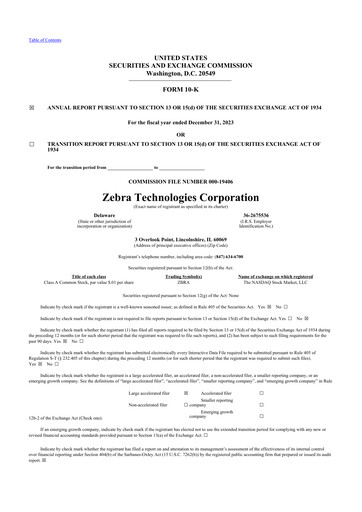 Thumbnail Zebra Technologies 10-K Annual Report 2023