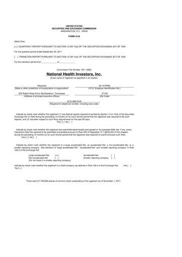 Thumbnail National Health Investors 10-Q Quarterly Report FY2011 