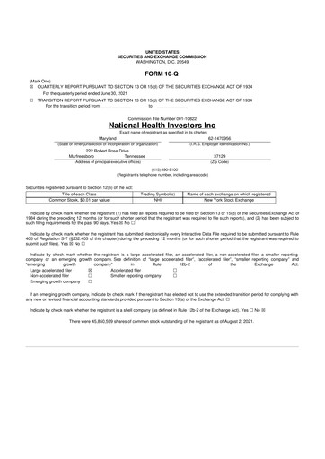 Thumbnail National Health Investors 10-Q Quarterly Report FY2021 