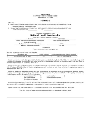Thumbnail National Health Investors 10-Q Quarterly Report FY2023 