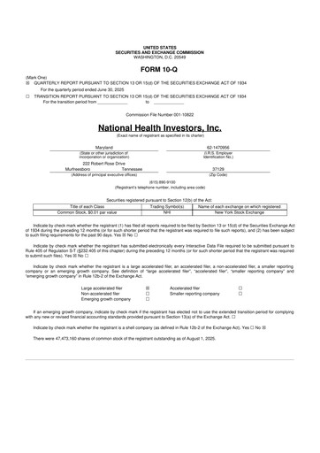 Thumbnail National Health Investors 10-Q Quarterly Report FY2025 