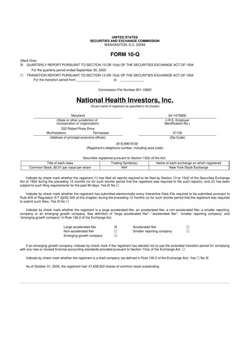 Thumbnail National Health Investors 10-Q Quarterly Report FY2025 