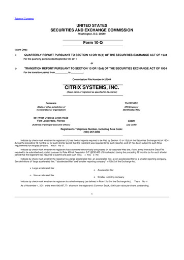 Thumbnail Citrix Systems 10-Q Quarterly Report FY2011 