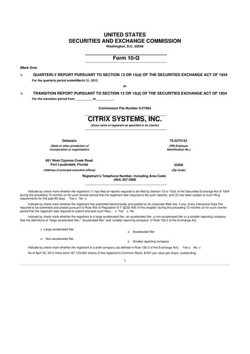 Thumbnail Citrix Systems 10-Q Quarterly Report FY2013 
