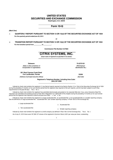 Thumbnail Citrix Systems 10-Q Quarterly Report FY2013 