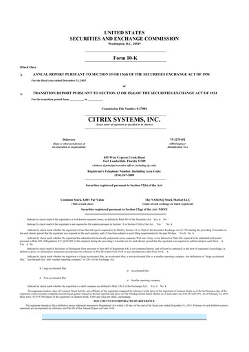 Thumbnail Citrix Systems 10-K Annual Report 2015