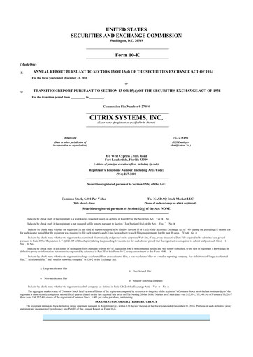 Thumbnail Citrix Systems 10-K Annual Report 2016