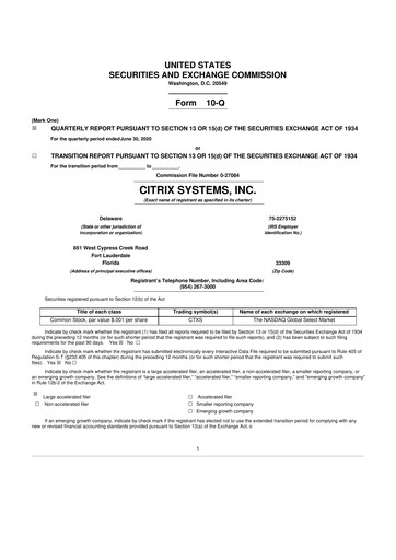 Thumbnail Citrix Systems 10-Q Quarterly Report FY2020 