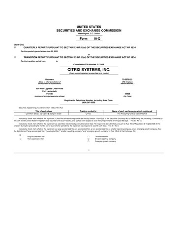 Thumbnail Citrix Systems 10-Q Quarterly Report FY2022 