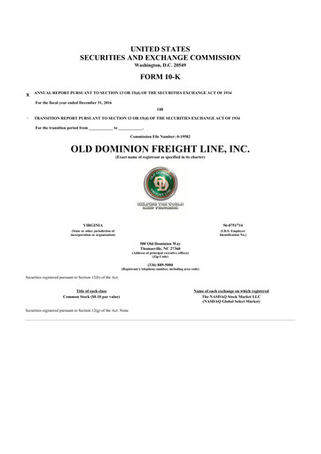 Thumbnail Old Dominion Freight Line
 10-K Annual Report 2016