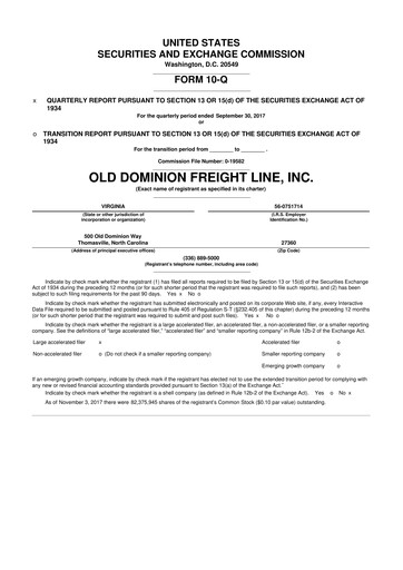 Thumbnail Old Dominion Freight Line
 10-Q Quarterly Report FY2017 
